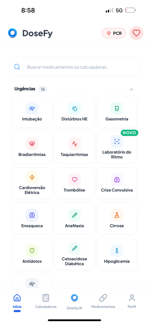 Tela do aplicativo Dosefy: Tudo começa em uma busca.